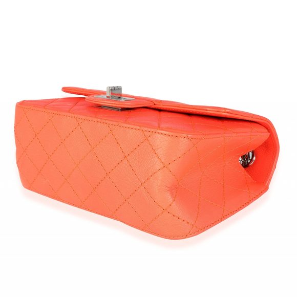 Neon Orange Quilted Chevre Leather Reissue 224 - Picture 6 of 8